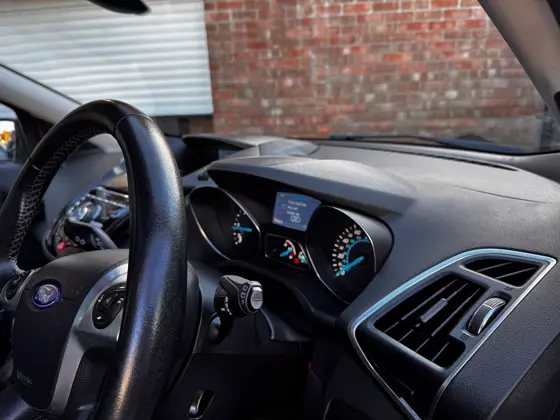 Ford Kuga steering wheel and dashboard cleaned during an interior detail