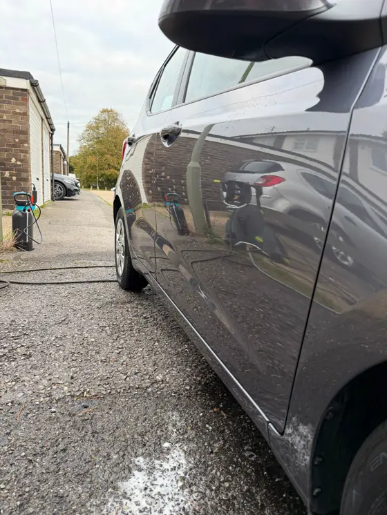 Hyundai i10 lower panels and wheels cleaned during a full valet in Havant